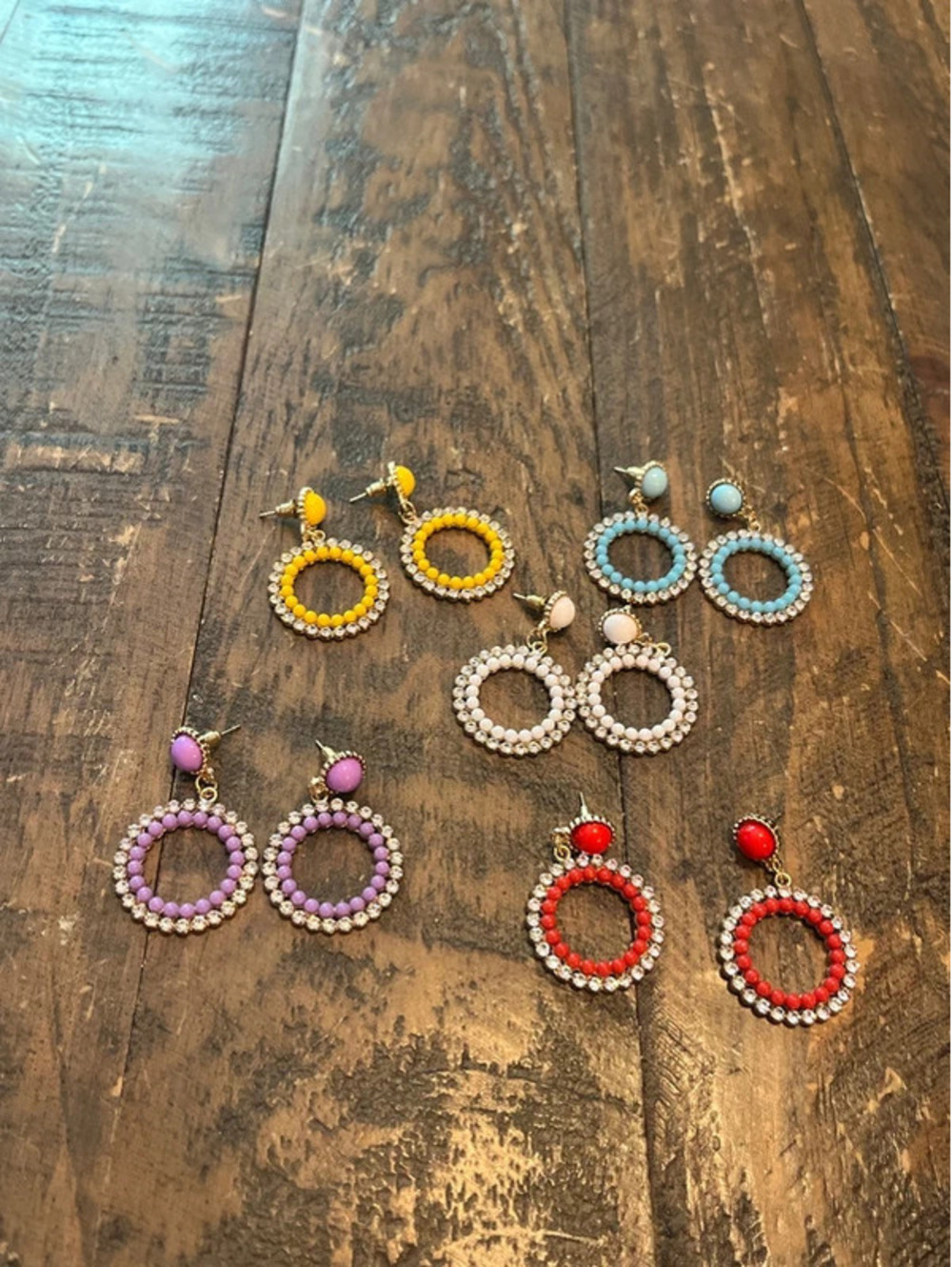 0024 NEW Boutique Summer Glam Beaded Circle Drop Earrings Set – Lot of 5 Pairs